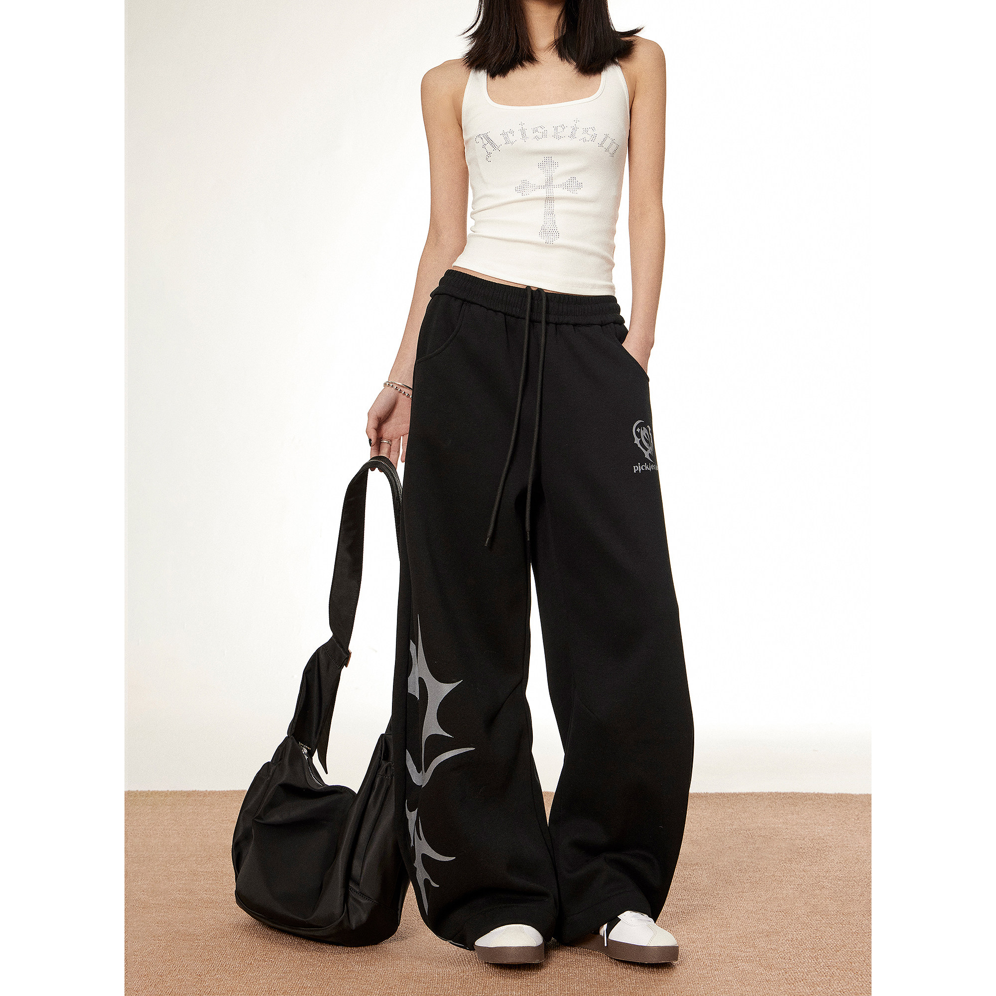 梁拌泡菜美式爱心藤蔓印花幽灵裤直筒抽绳卫裤宽松休闲裤子男女潮,女装/女士精品,休闲裤,淘宝优惠券,粉丝福利购,淘宝优惠卷