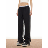 美式 复古运动休闲裤 男女薄款 梁拌泡菜 宽松直筒显瘦跳舞长裤 子潮