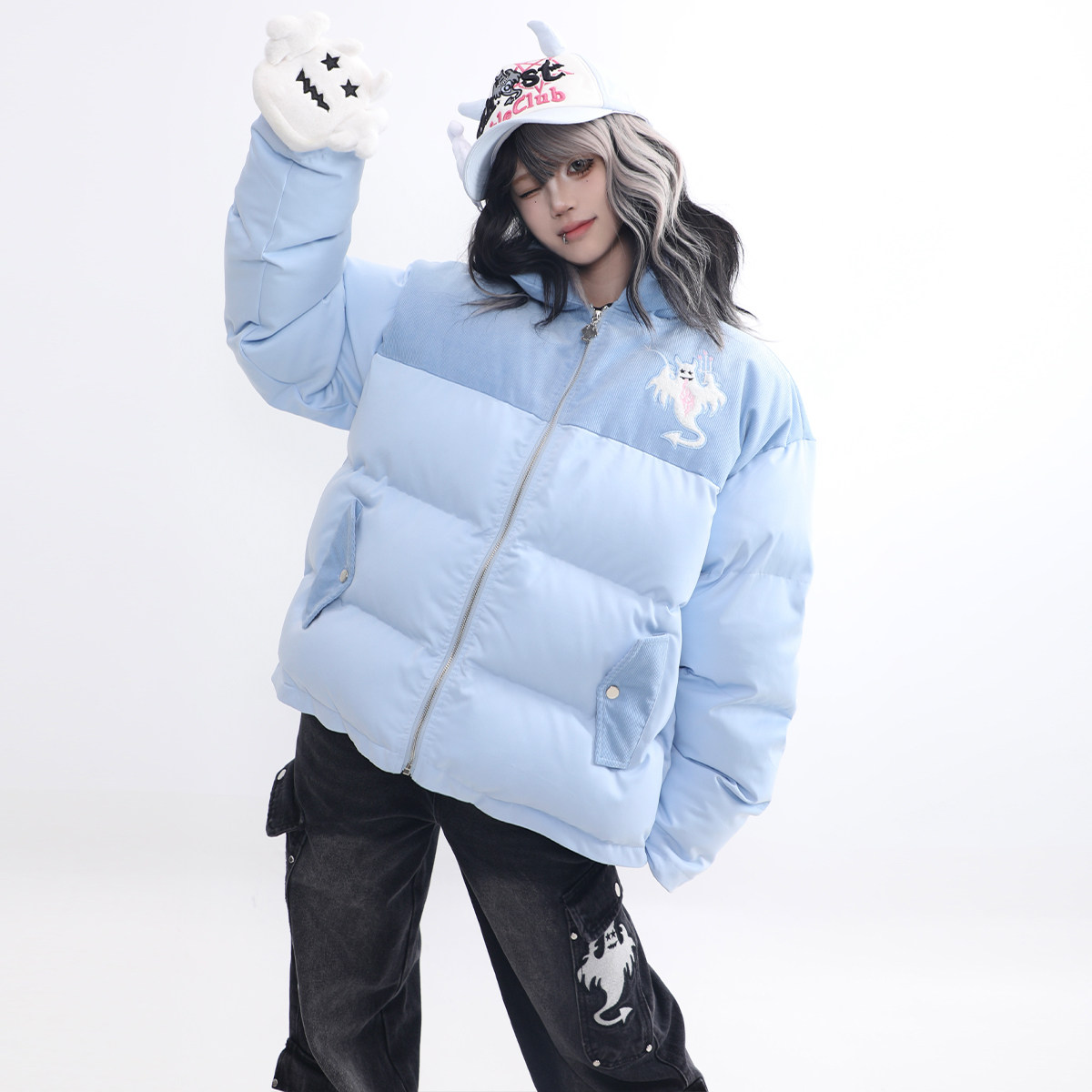 梁拌泡菜国潮原创设计感星星棉服百搭甜酷加厚棉服外套男女同款,女装/女士精品,棉衣/棉服,淘宝优惠券,粉丝福利购,淘宝优惠卷