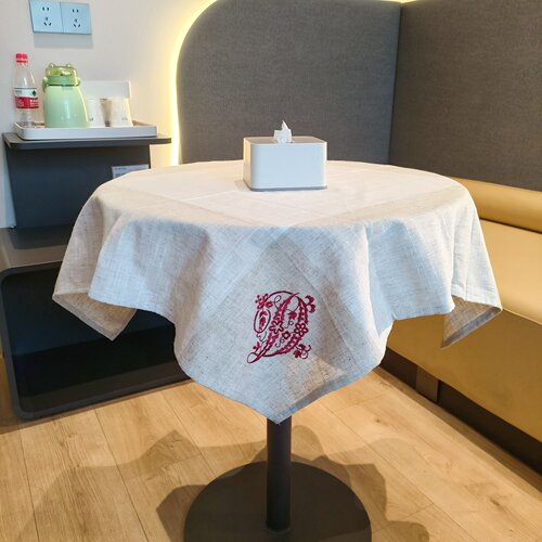 外贸原单棉麻盖巾85x85刺绣布艺