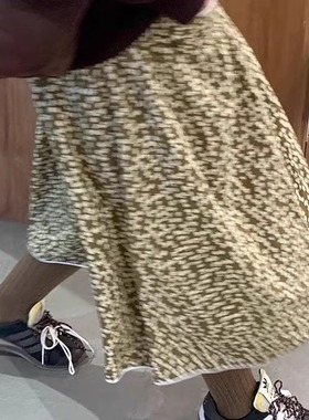 小末家 秋落叶碎花半身裙 有口袋 宽松中长松紧腰裙子D10304