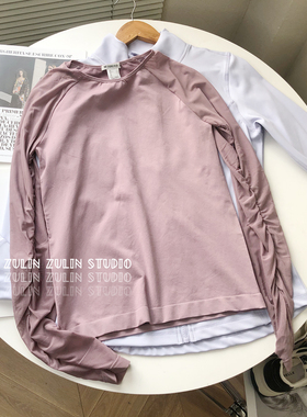 祖琳的魔法口袋◆F21紧身瑜伽服紫色高弹网袖防晒健身跑步I20204