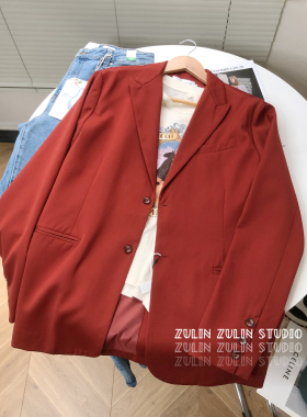 只有三件◆HK设计师品牌西装南瓜色宽松长袖外套港风西服B20205