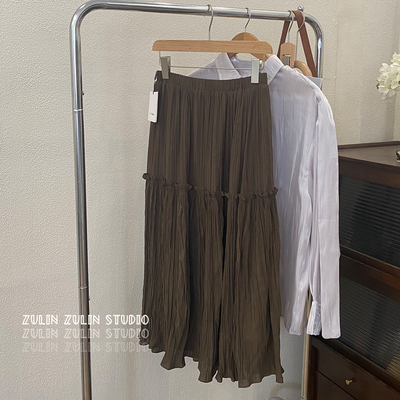 时尚百搭高腰显瘦百褶长裙