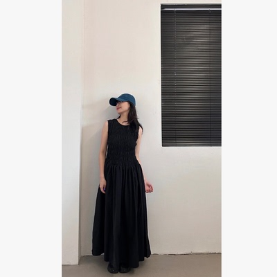 意法nowhere纯棉裙摆连衣裙夏季女士无袖长裙