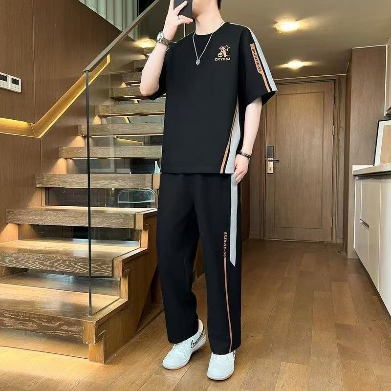 【休闲轻奢】夏季薄款高级感套装男青少年时尚潮牌帅气穿搭两件套