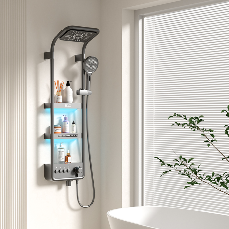 奥享置物架淋浴花洒套装家用恒温智能增压多功能淋浴屏器浴室卫浴