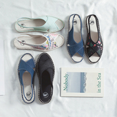 清仓处理懒人帆布凉鞋 交叉圆头套脚女渔夫鞋 超火韩版 学生原宿布鞋