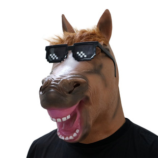 万圣节丧尸马头面具 骷髅头马脸道具 惊束吓人乳胶假面舞会头套