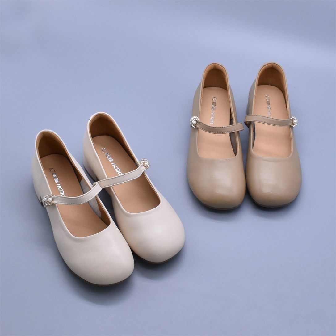 羊皮软底低跟单鞋简约一脚蹬浅口圆头珍珠玛丽珍休闲真皮百搭女鞋,女鞋,玛丽珍鞋,淘宝优惠券,粉丝福利购,淘宝优惠卷