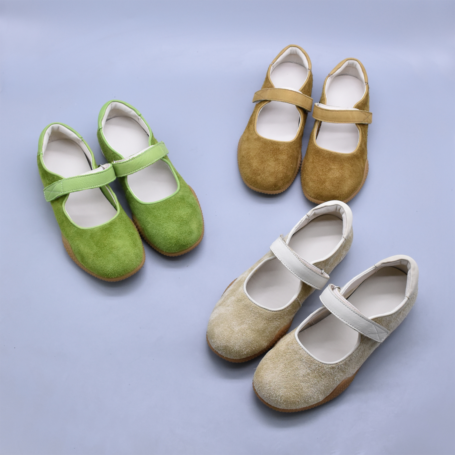 2025秋季新款牛皮复古圆头玛丽珍女鞋软底单鞋文艺魔术贴小皮鞋潮