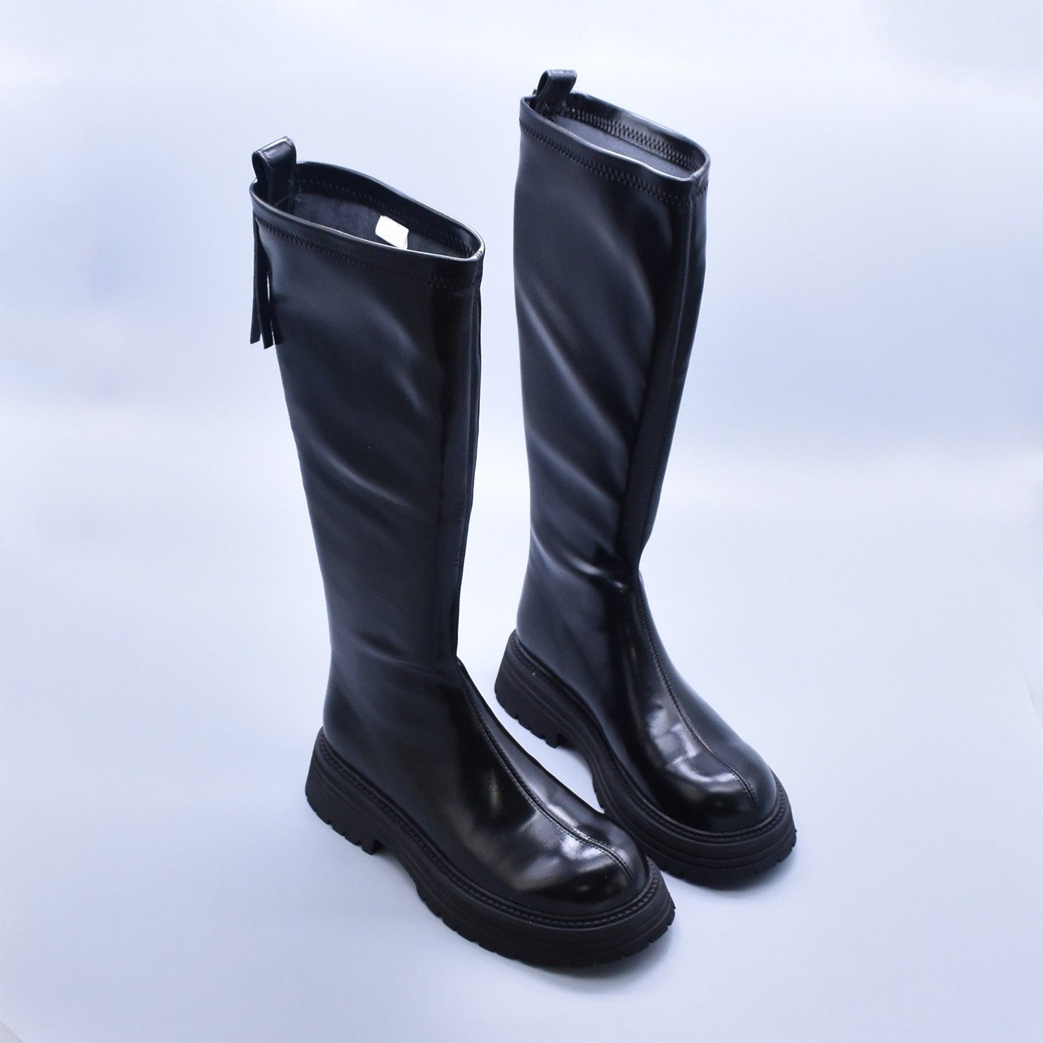 微瑕清~显腿直骑士靴侧拉链高筒长靴圆头女靴粗跟软底白色女靴潮,女鞋,骑士靴,淘宝优惠券,粉丝福利购,淘宝优惠卷