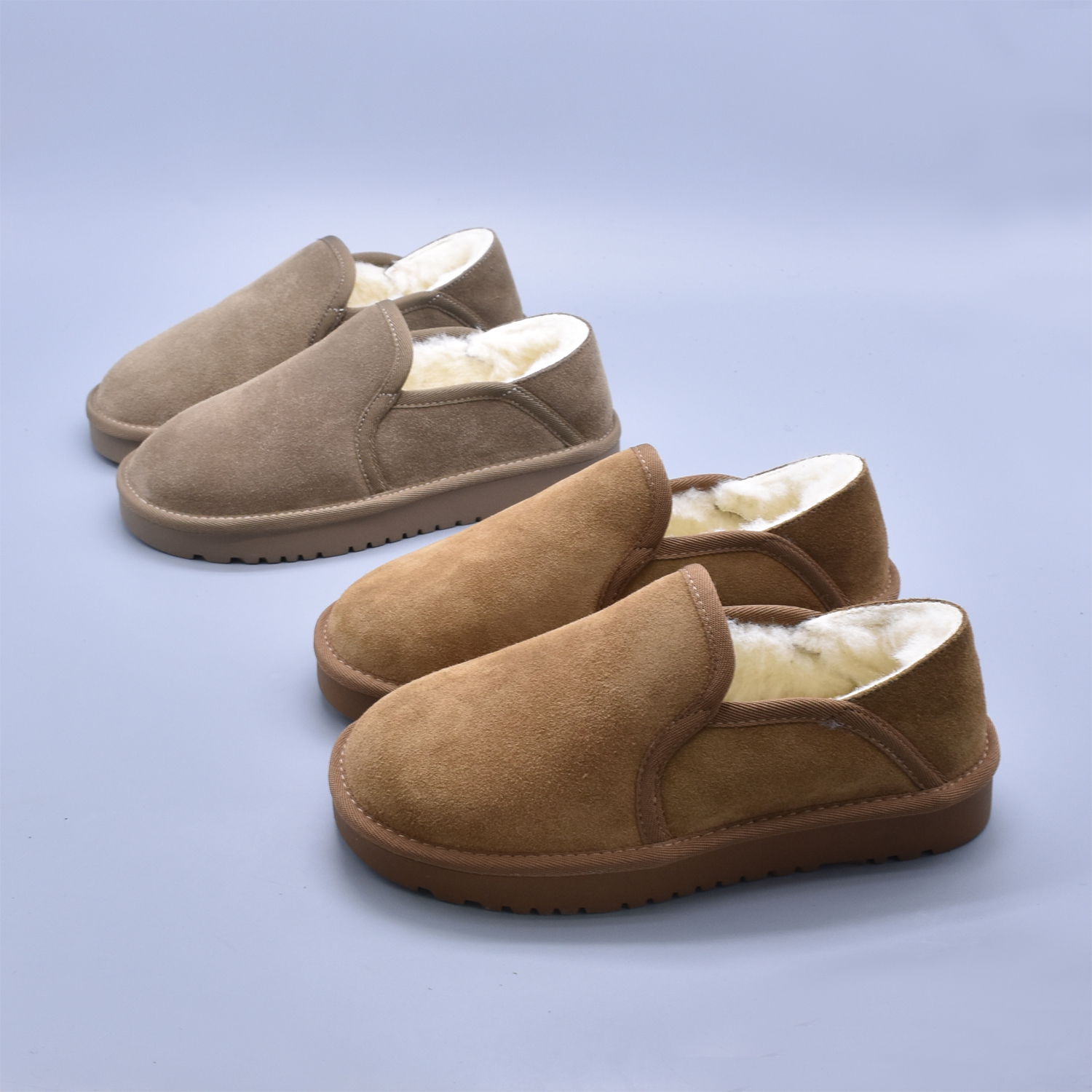 冬季厚绒网红爆款雪地靴短筒低帮懒人一脚蹬保暖防滑牛皮面包棉鞋