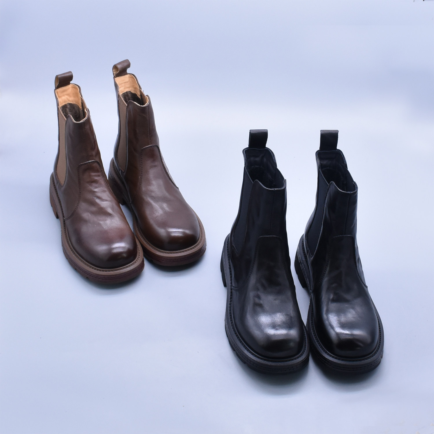 质感手抓纹头层牛皮机车软面女靴英伦切尔西百搭显腿长真皮烟筒靴,女鞋,烟筒靴,淘宝优惠券,粉丝福利购,淘宝优惠卷