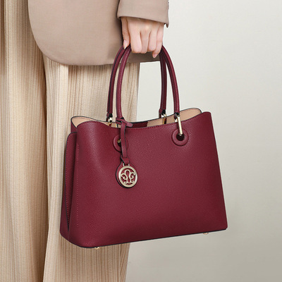 牛皮包包女包手提包大容量妈妈包中老年时尚通勤单肩包女百搭