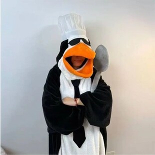 高雅人士企鹅睡衣冬季长袖连体睡衣家居服学生宿舍可外穿保暖睡袍