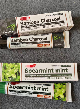 出口英国~院线薄荷/竹炭牙膏100g 清洁牙齿 去口臭牙黄牙渍烟渍