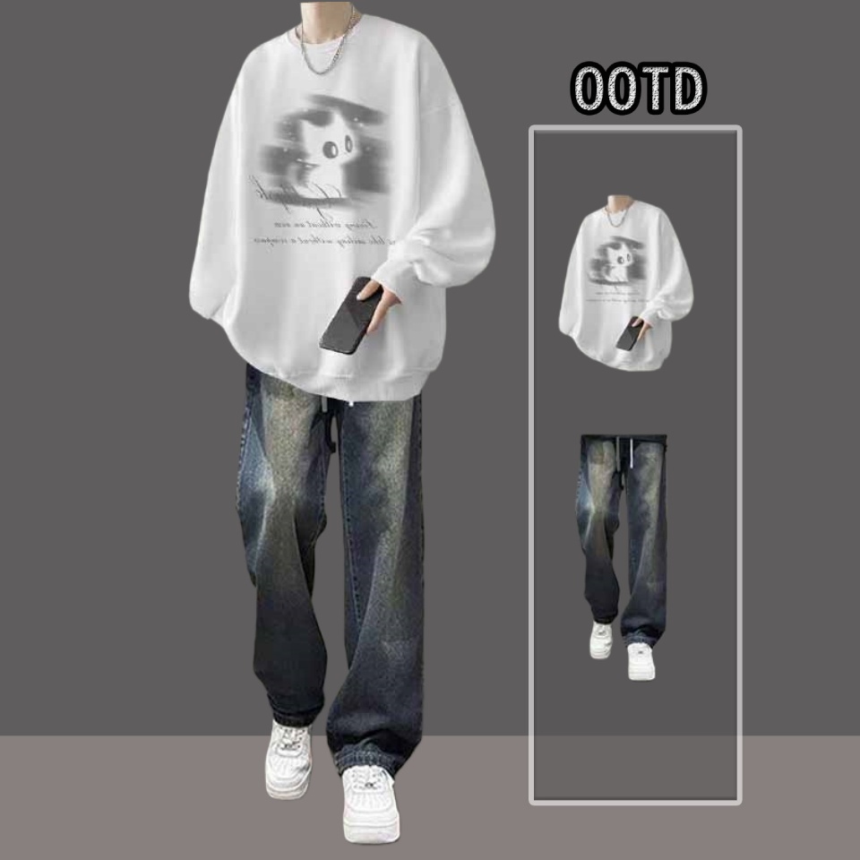 秋冬加绒加厚男生潮牌圆领卫衣