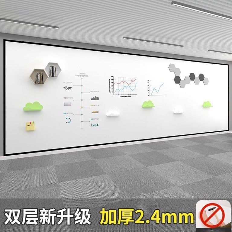加厚双层磁性白板墙贴办公会议磁力写字板家用儿童磁吸涂鸦