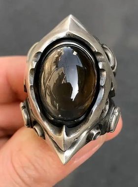 Gothic Punk Style Men's Gems Stone Rings for Men Women Open