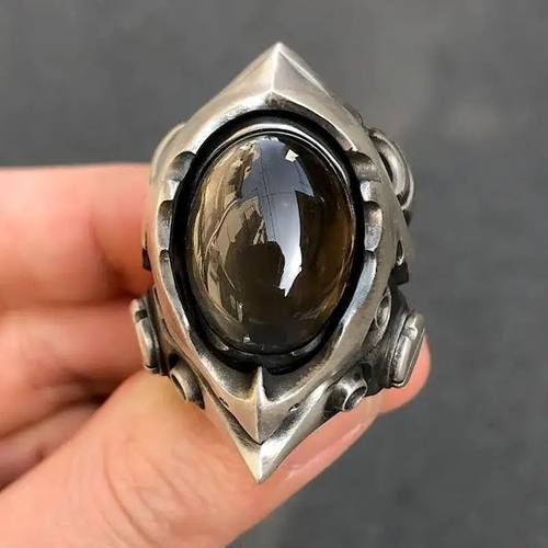 Gothic Punk Style Men's Gems Stone Rings for Men Women Open