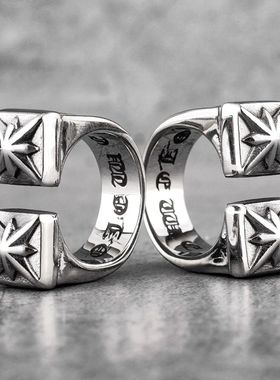Vintage Gothic Flower Stainless Steel Mens Open Rings Punk U