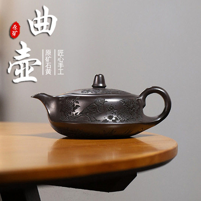 泡茶壶家用手工紫砂壶宜兴正品原矿花鸟刻绘大号容量功夫茶具单壶