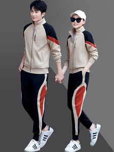 2024春季情侣运动套装韩版开衫男士运动套装春秋跑步休闲女运动服