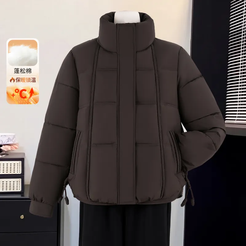 女童立领短款保暖面包服咖啡色