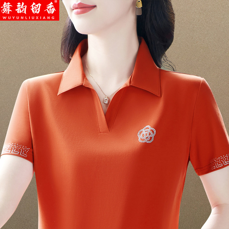 POLO领纯棉大码减龄短袖T恤女