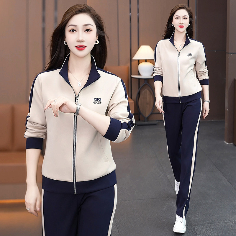 运动穿搭套装女2026春季新款时尚洋气减龄立领拉链两件套
