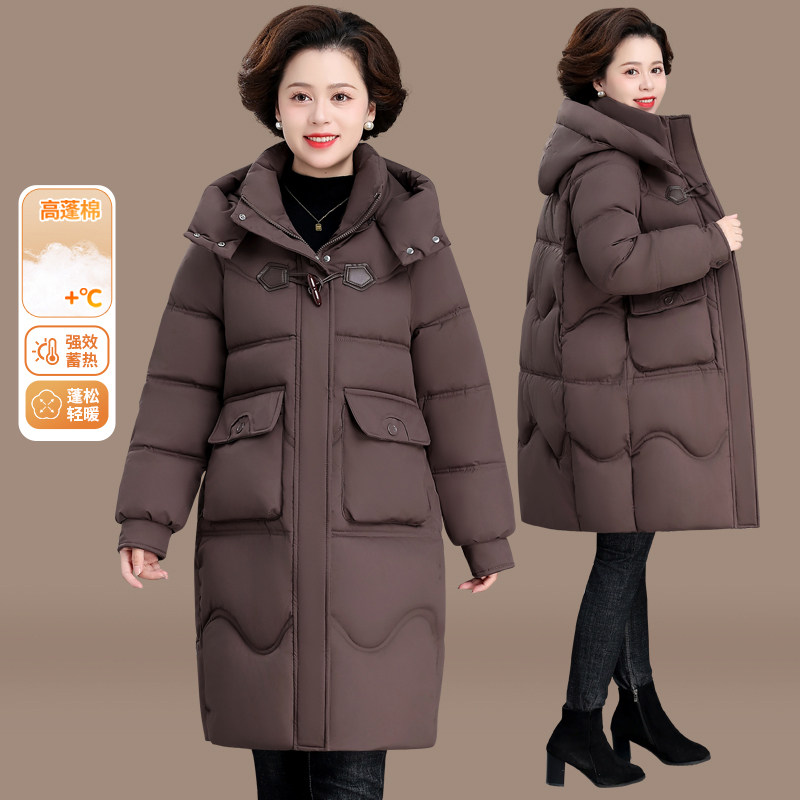 冬季中老年女连帽加厚保暖棉服