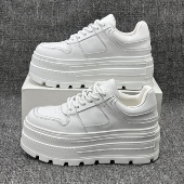 欧货爆款 欧洲站白色厚底松糕鞋 真皮8CM增高百搭小白鞋 女2025新款