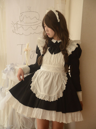 女仆装围裙Lolita黑白洛丽塔连衣裙罩裙纯棉古早Lo