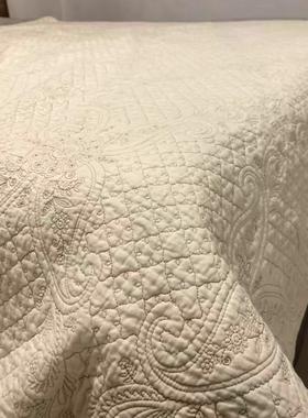 出口外贸尾货全棉刺绣床盖双面纯棉夹棉花柔软床盖纯色床单可铺盖