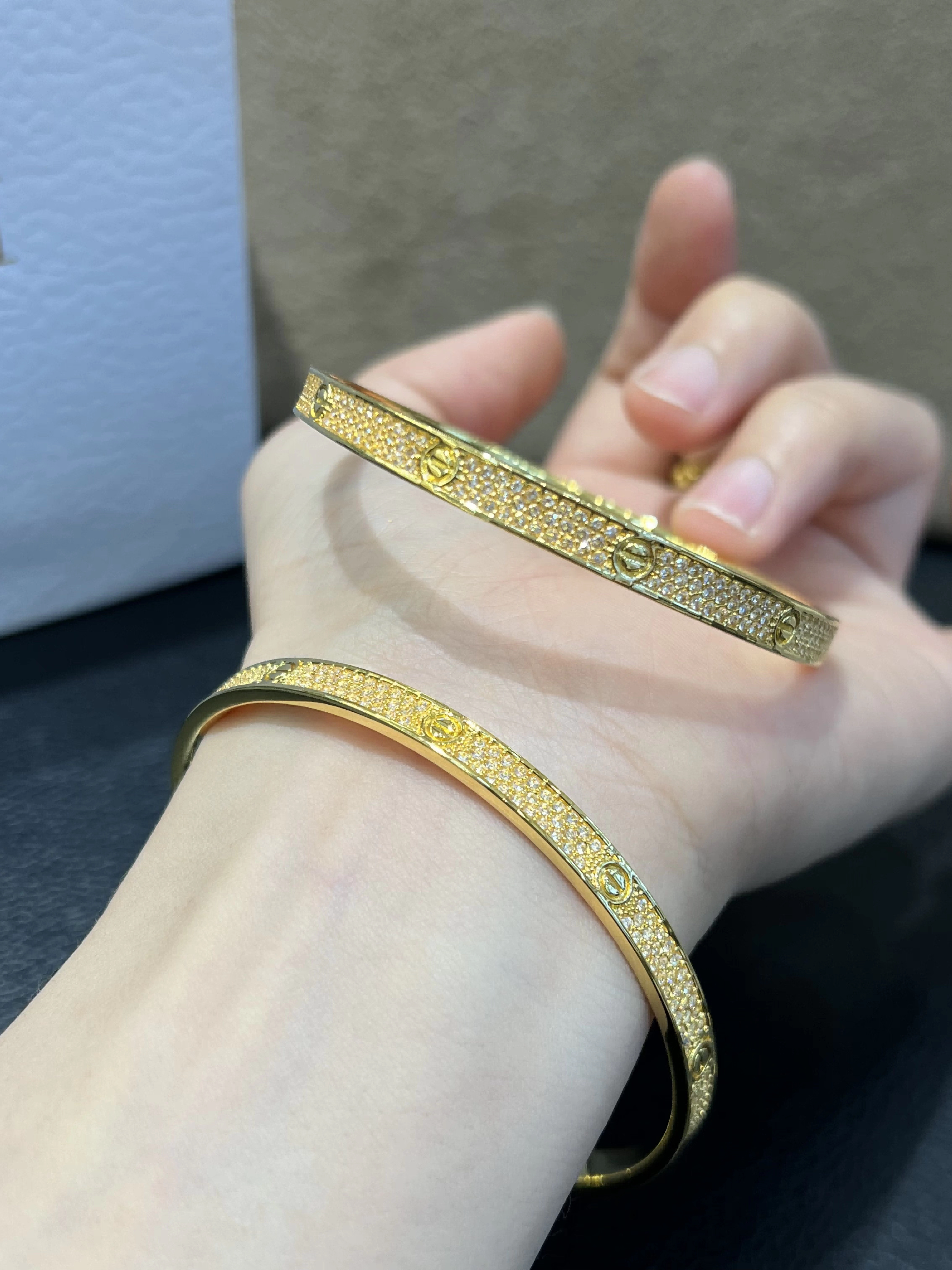 18k包金满天星手镯女玫瑰金色Au750镶钻手环送女友礼物轻奢时尚潮