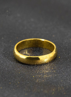 18k光面泥鳅背戒指不脱模au750素圈尾戒情侣对戒奶奶戒水贝