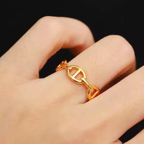 18K金猪鼻子戒指不脱模亮面