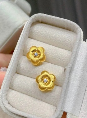 18k小金花au750彩金锆石配饰戒指耳钉吊坠不脱模首饰项链钻石