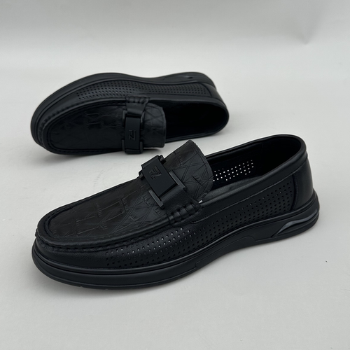 春夏透气一脚蹬真皮商务休闲男鞋