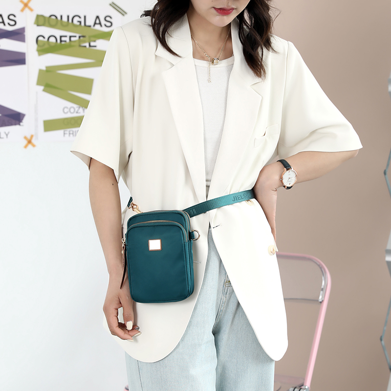 手机包竖款三层单肩零钱小包防水腰包女士包牛津布时尚款小巧逛街