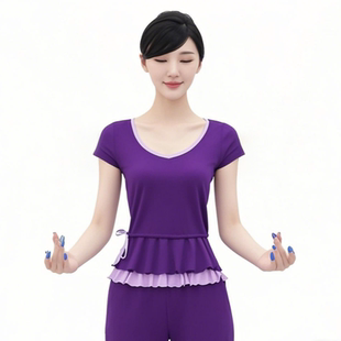 新款时尚莫代尔古典舞上衣女舞蹈瑜伽显瘦修身健身广场舞服装包邮