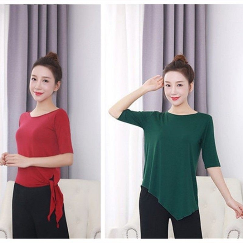 新款广场舞上衣女春夏显瘦大码宽松莫代尔正品包邮运动舞蹈服练功