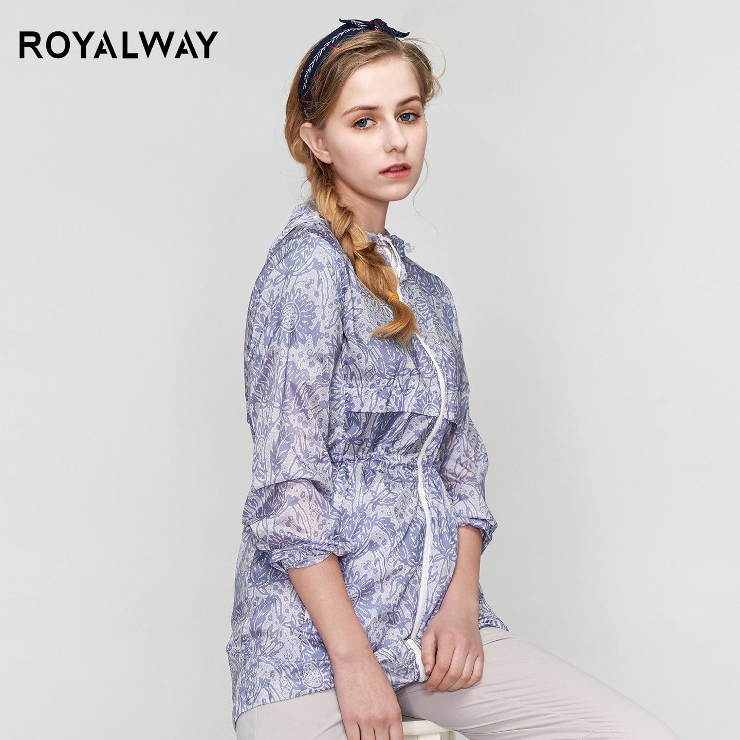 ROYALWAY中长款印花皮肤衣女遮阳