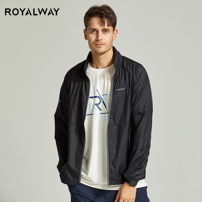 ROYALWAY轻薄夹克男春夏轻薄透气速干皮肤衣连帽可收纳春秋衫上衣