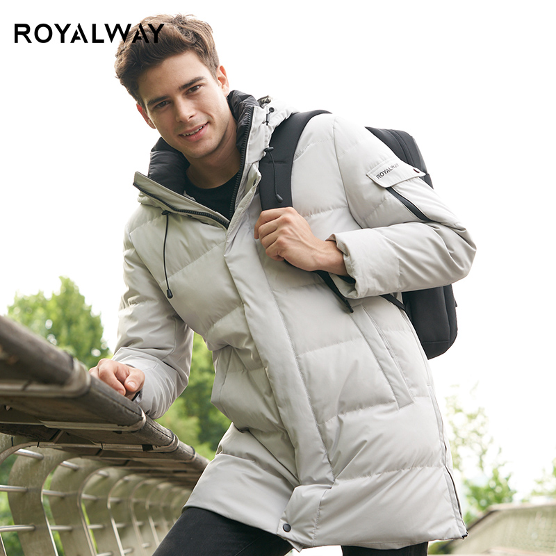 ROYALWAY中长款羽绒服男鹅绒90绒