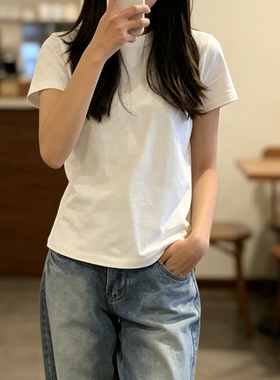 2026夏短袖T恤女基础款内搭白色打底衫修身简约百搭体恤上衣ins