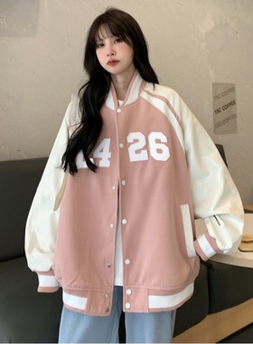 oversize高街外套女春秋宽松潮ins慵懒风bf薄款hiphop运动棒球服