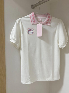 T恤女装 日系卡通kitty猫印花短袖 夏季 polo领小衫 甜美宽松可爱上衣