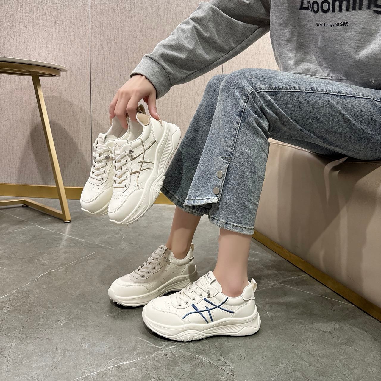 大码41--43女鞋2026春季新款厚底单鞋女轻便真皮小白鞋运动休闲鞋,女鞋,时尚休闲鞋,淘宝优惠券,粉丝福利购,淘宝优惠卷